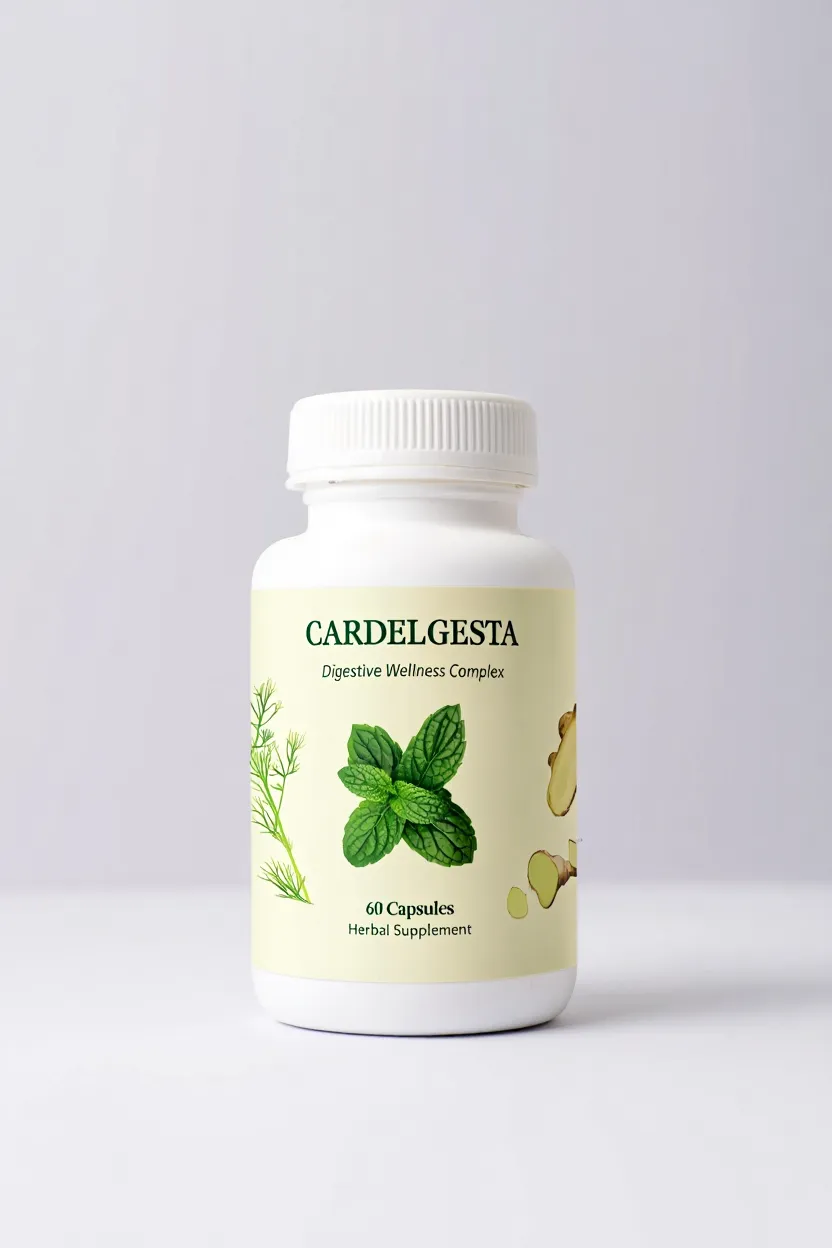 Cardelgesta natural supplement bottle with botanical ingredients for wellness and digestive support